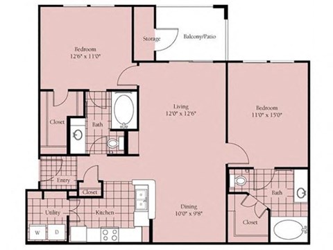 the blueprint of a floor plan with bedrooms and baths